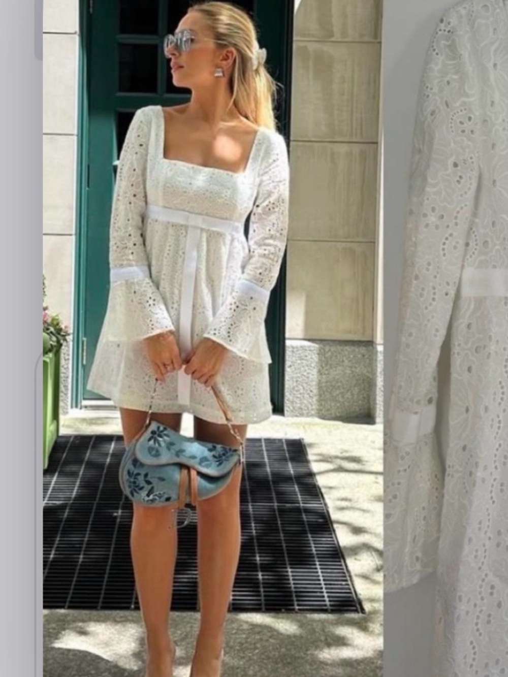 Hill house eyelet long sleeve mini dress